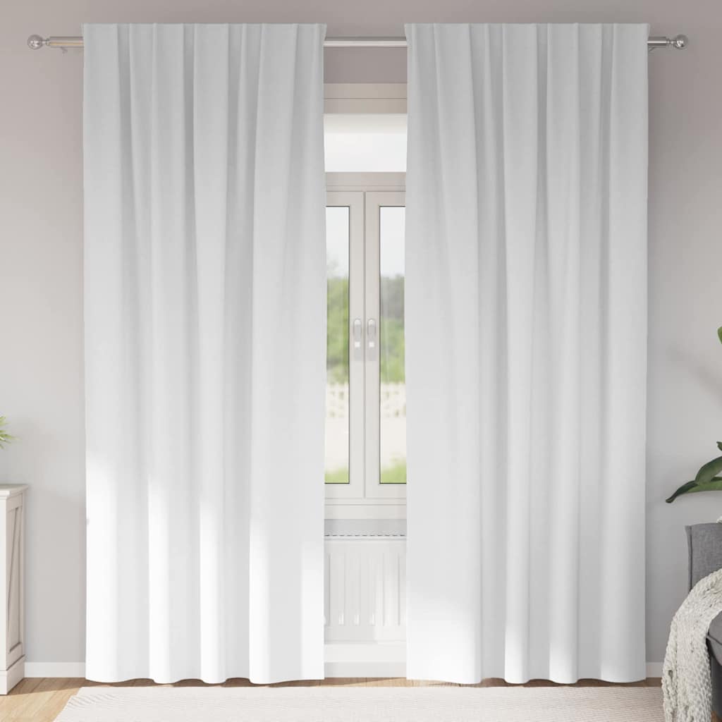 Mörkläggningsgardiner med Ringar 2 st Ren Vit 245 x 140 cm