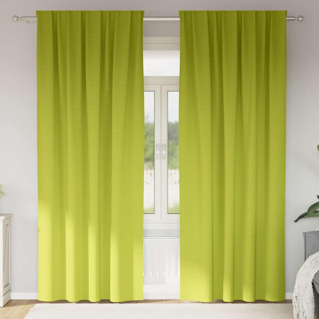 Mörkläggningsgardiner med Ringar 2 st Grön 245 x 140 cm