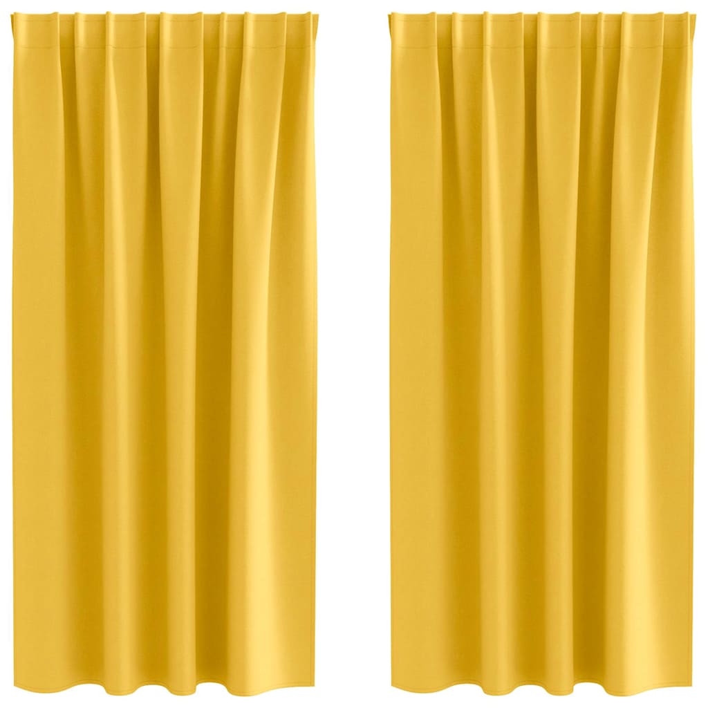 Mörkläggningsgardiner med Ringar 2 st Senapsgul 175 x 140 cm
