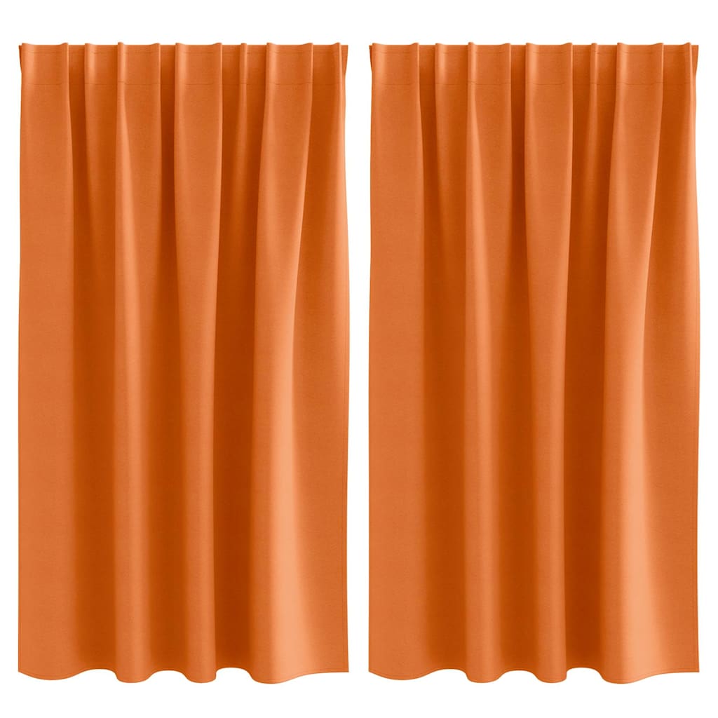 Mörkläggningsgardiner med Ringar 2 st Klart Orange 140 x 140 cm
