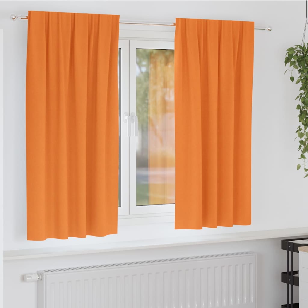 Mörkläggningsgardiner med Ringar 2 st Orange 175 x 140 cm