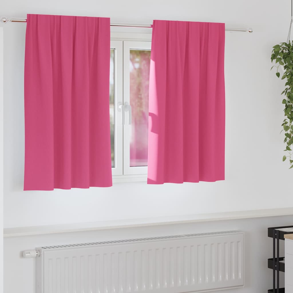 Mörkläggningsgardiner med Ringar 2 st Klart Pink 140 x 140 cm