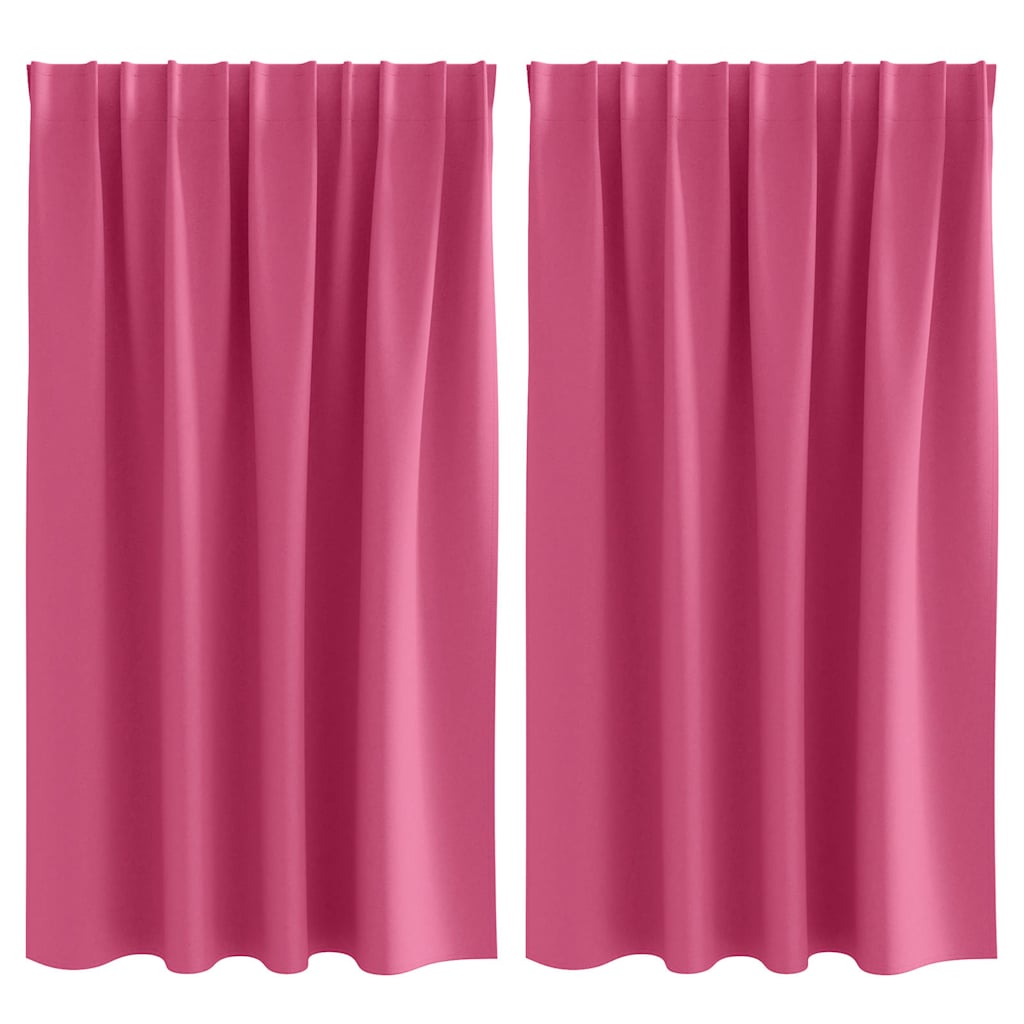 Mörkläggningsgardiner med Ringar 2 st Klart Pink 140 x 140 cm