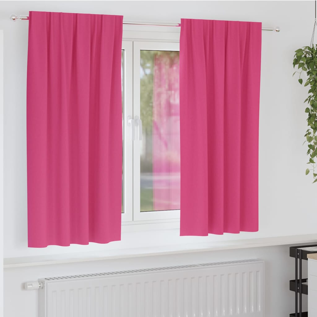 Mörkläggningsgardiner med Ringar 2 st Klart Pink 175 x 140 cm
