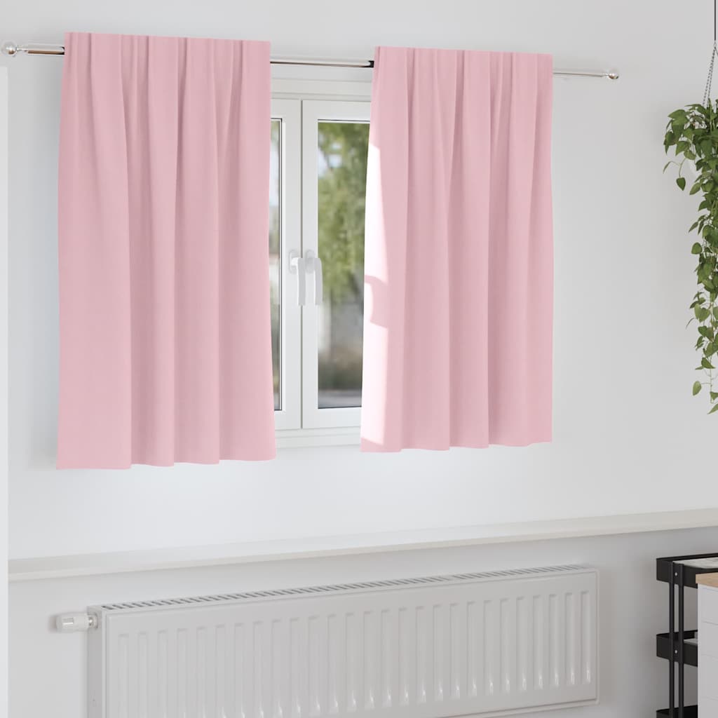 Mörkläggningsgardiner med Ringar 2 st Babyrosa 140 x 140 cm