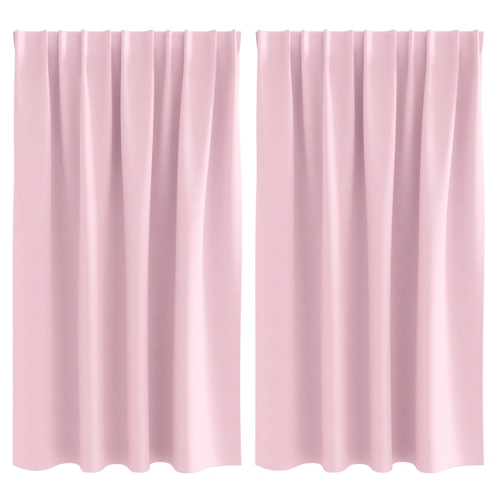 Mörkläggningsgardiner med Ringar 2 st Babyrosa 140 x 140 cm