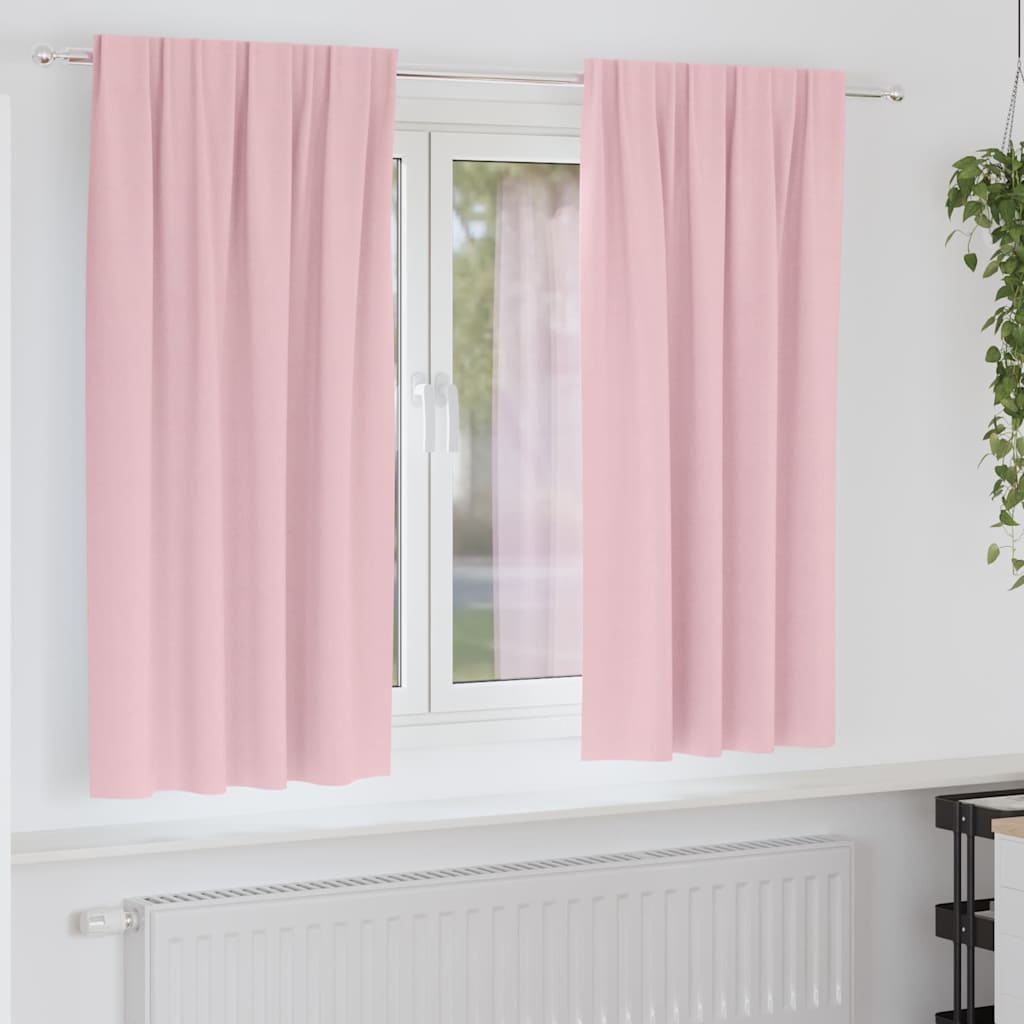 Mörkläggningsgardiner med Ringar 2 st Babyrosa 175 x 140 cm