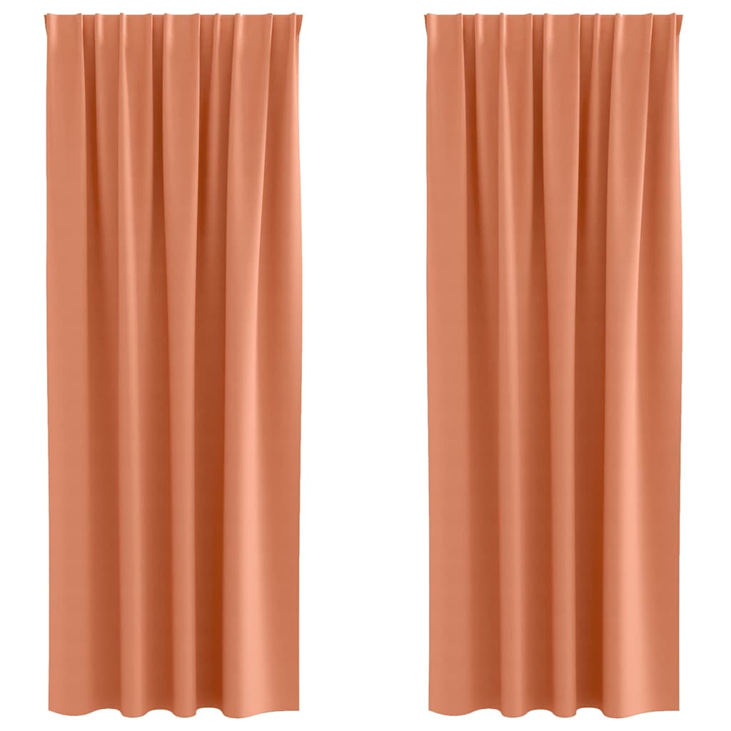 Mörkläggningsgardiner med Ringar 2 st Terracotta 225 x 140 cm