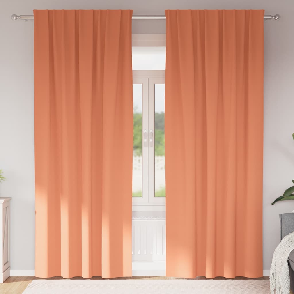 Mörkläggningsgardiner med Ringar 2 st Terracotta 260 x 140 cm
