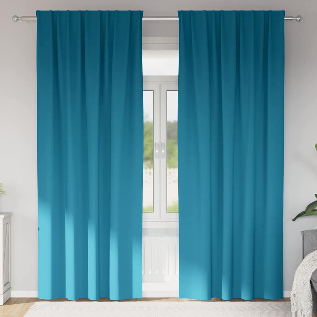 Mörkläggningsgardiner med Ringar 2 st Turkos 225 x 140 cm