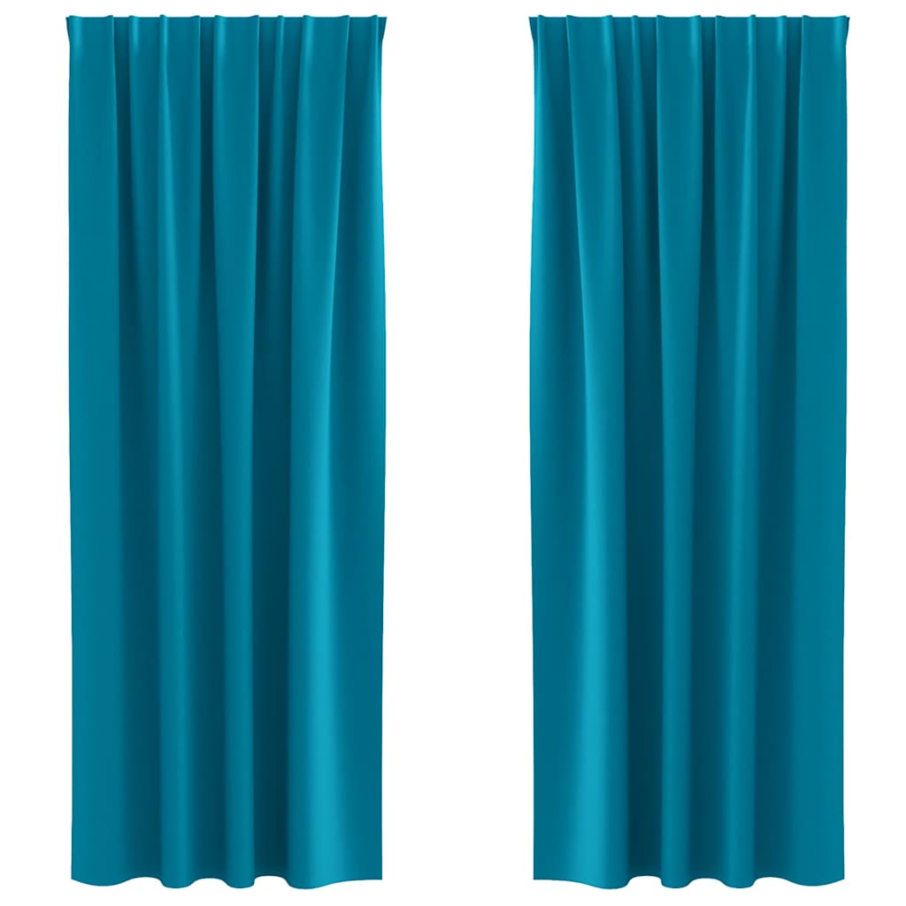 Mörkläggningsgardiner med Ringar 2 st Turkos 260 x 140 cm