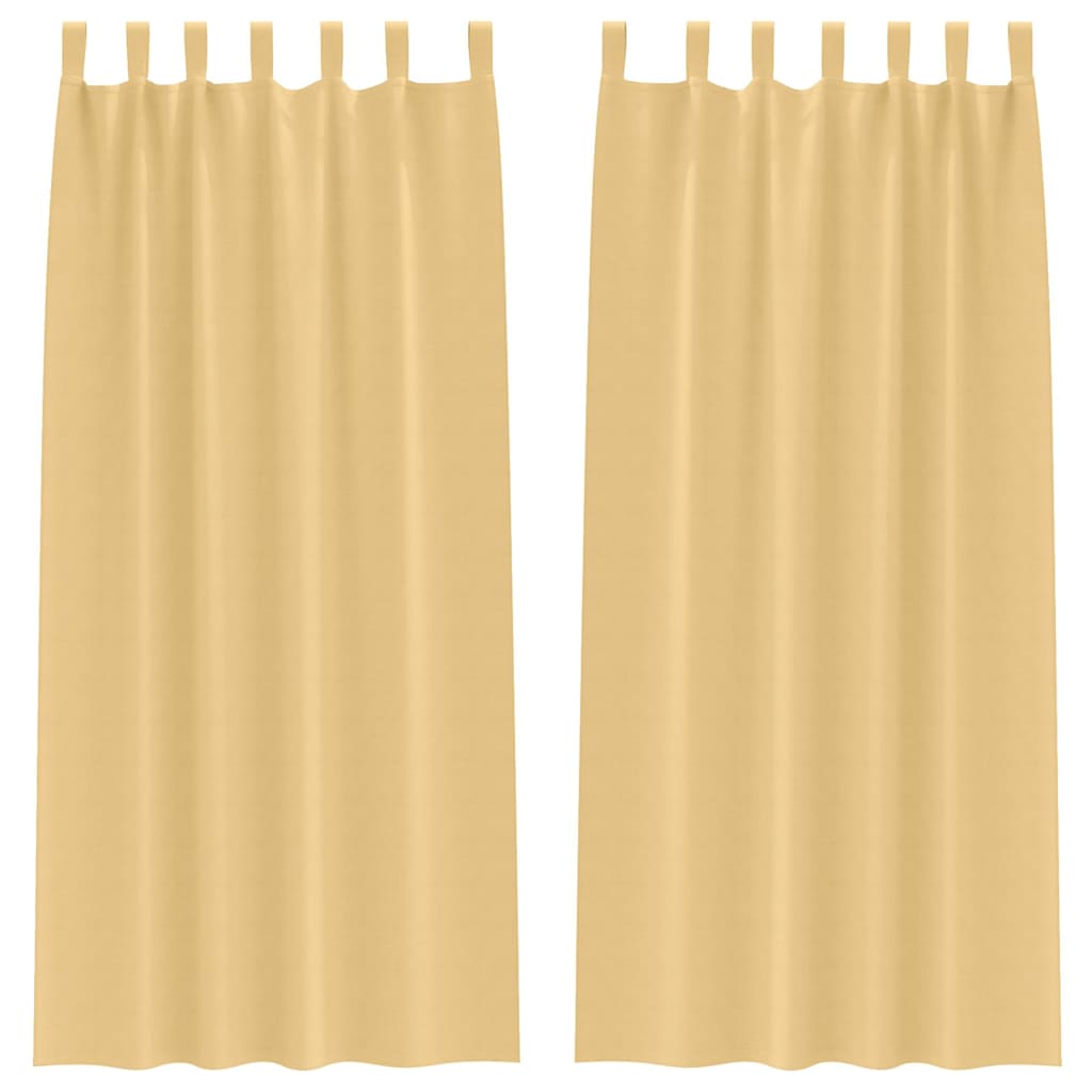 Mörkläggningsgardiner med Ringar 2 st Beige 225 x 140 cm