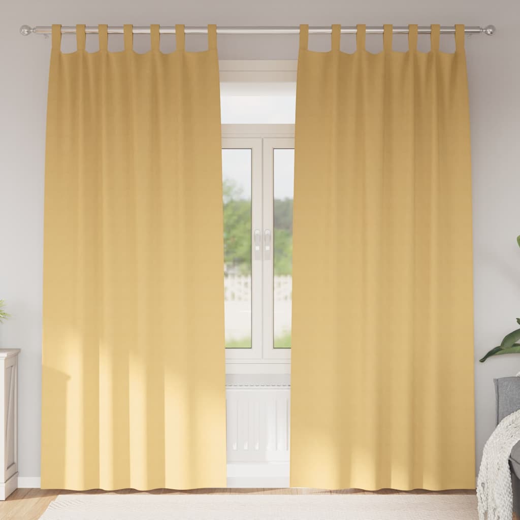 Mörkläggningsgardiner med Ringar 2 st Beige 245 x 140 cm