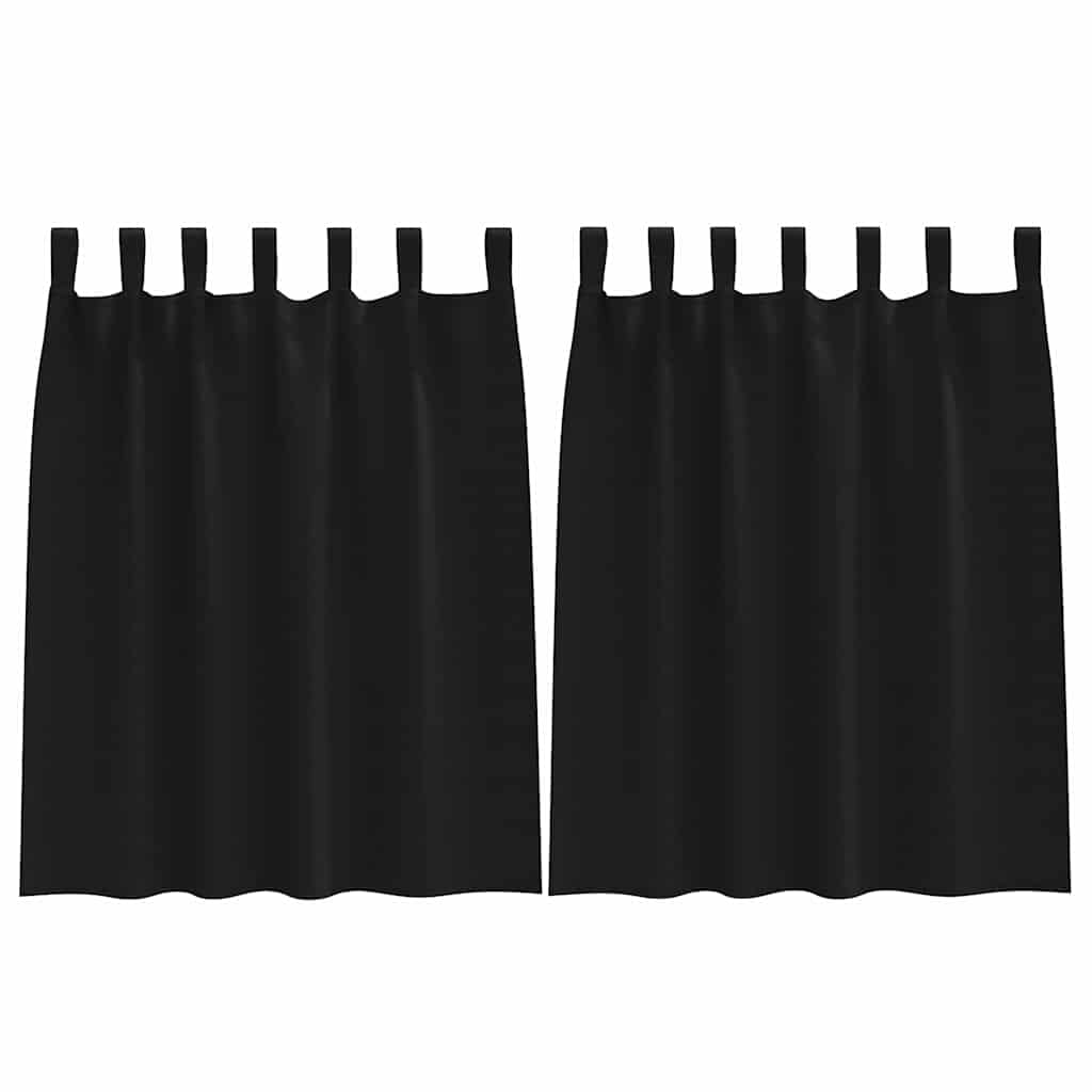 Mörkläggningsgardiner med Ringar 2 st Svart 140 x 140 cm