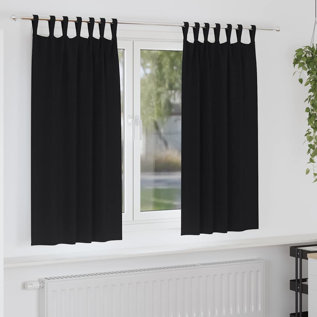 Mörkläggningsgardiner med Ringar 2 st Svart 175 x 140 cm