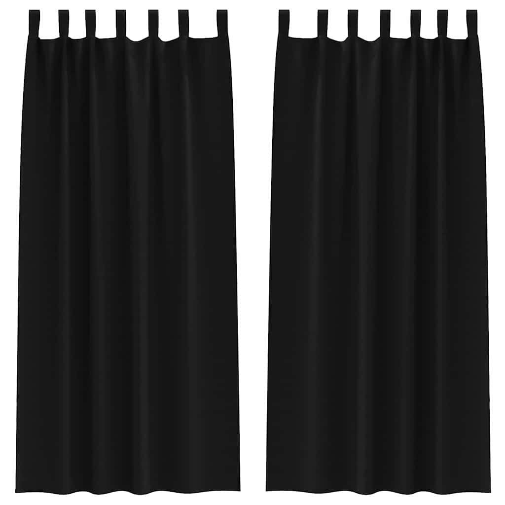 Mörkläggningsgardiner med Ringar 2 st Svart 245 x 140 cm