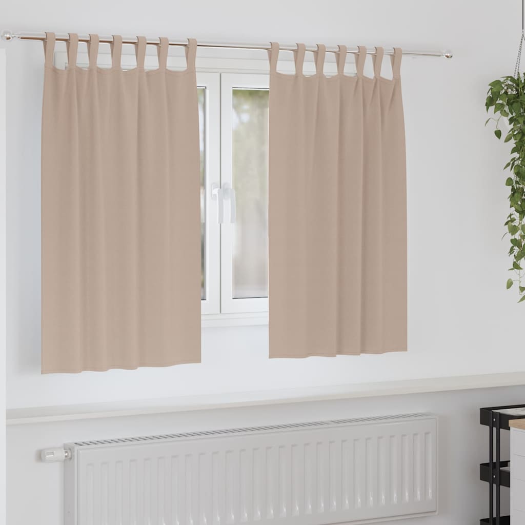 Mörkläggningsgardiner med Ringar 2 st Taupe 140 x 140 cm
