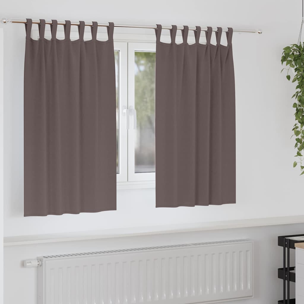 Mörkläggningsgardiner med Ringar 2 st Mörkbrun 140 x 140 cm
