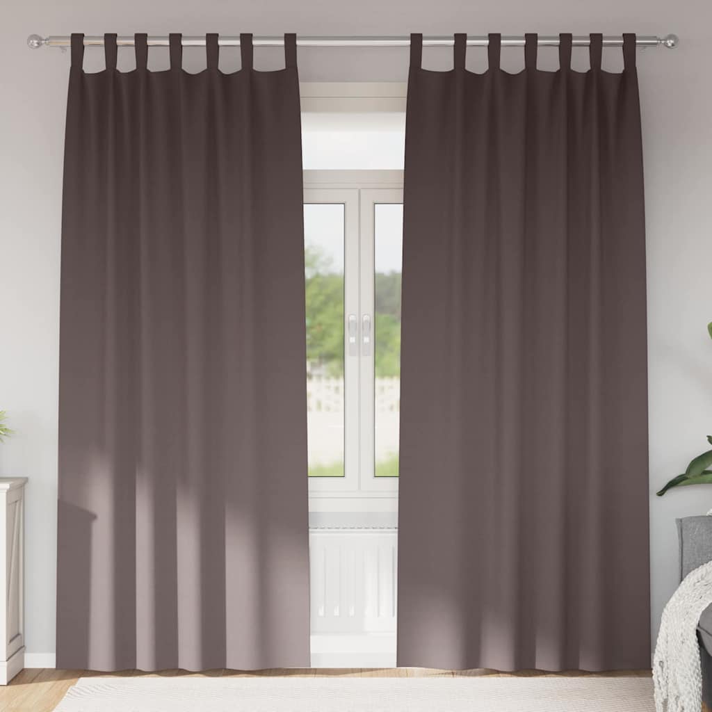 Mörkläggningsgardiner med Ringar 2 st Mörkbrun 225 x 140 cm