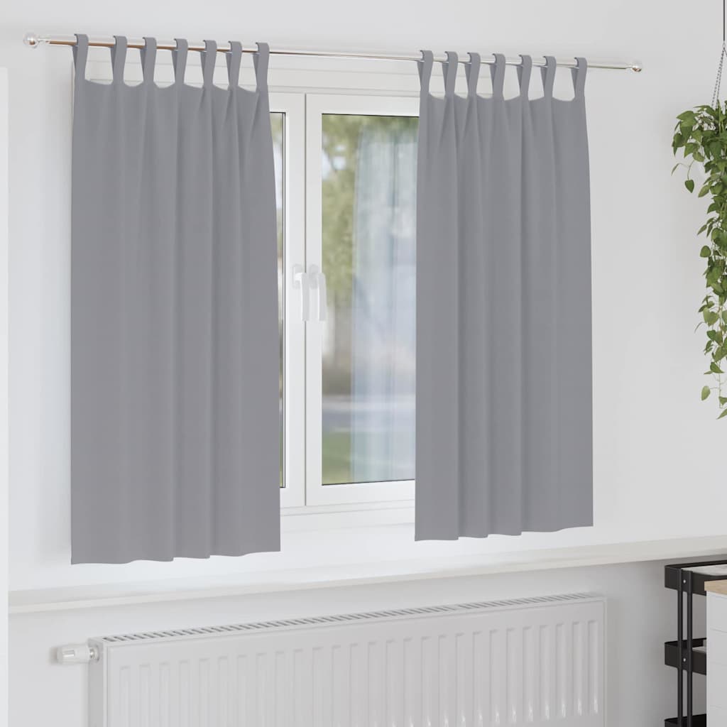 Mörkläggningsgardiner med Ringar 2 st Ljusgrå 175 x 140 cm