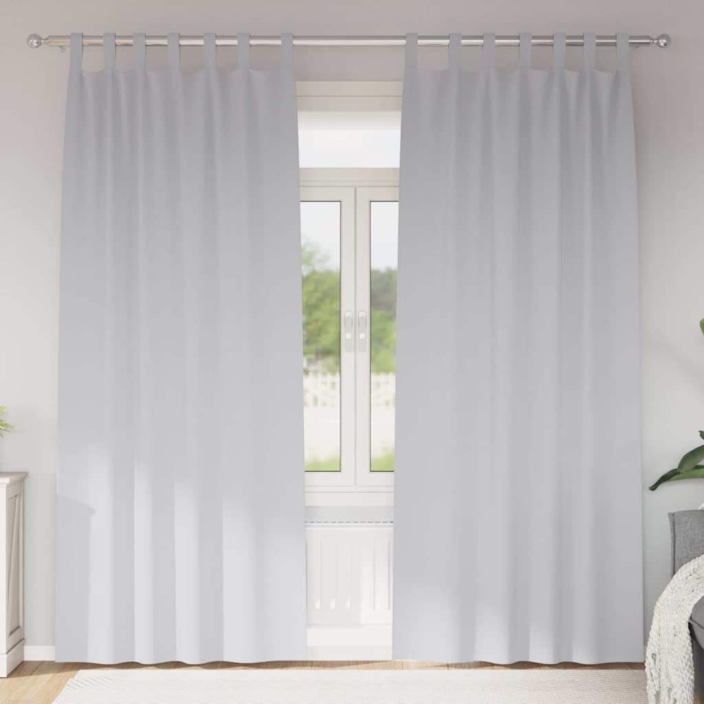 Mörkläggningsgardiner med Ringar 2 st Ljusgrå 245 x 140 cm