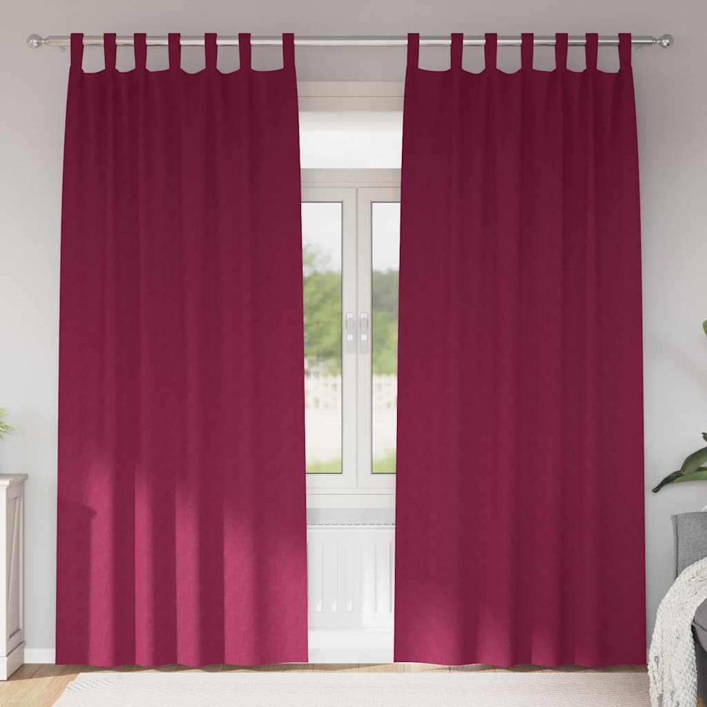 Mörkläggningsgardiner med Ringar 2 st Vinröd 260 x 140 cm