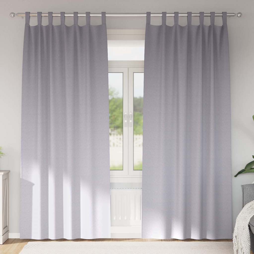 Mörkläggningsgardiner med Ringar 2 st Metallgrå 245 x 140 cm