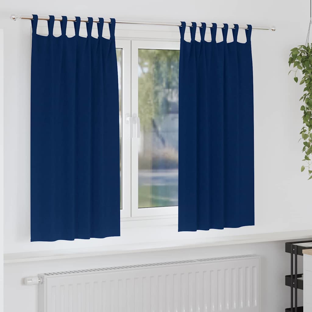 Mörkläggningsgardiner med Ringar 2 st Mörkblå 175 x 140 cm
