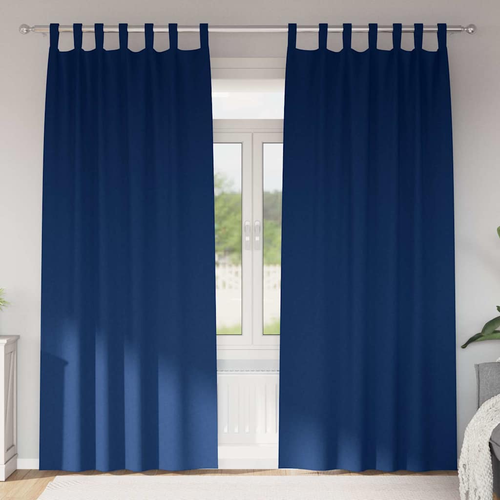 Mörkläggningsgardiner med Ringar 2 st Mörkblå 245 x 140 cm