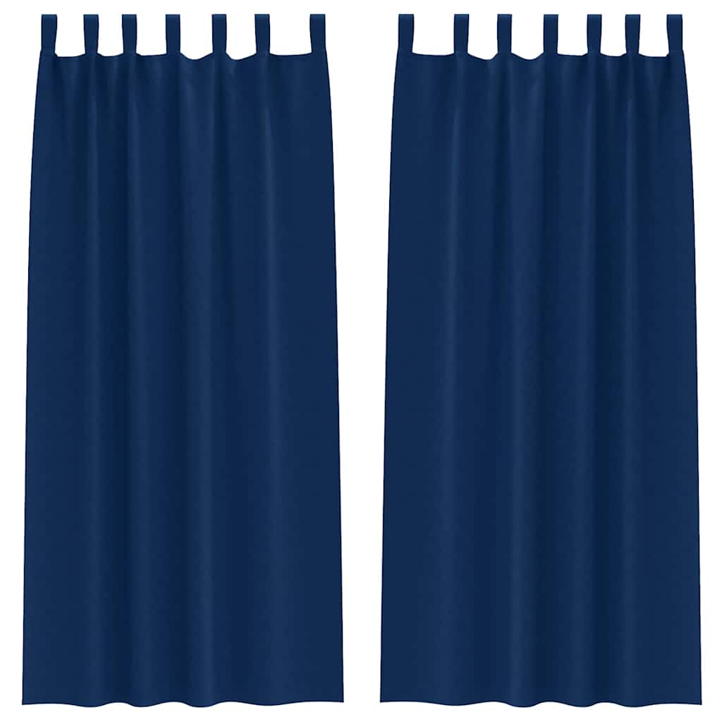 Mörkläggningsgardiner med Ringar 2 st Mörkblå 245 x 140 cm