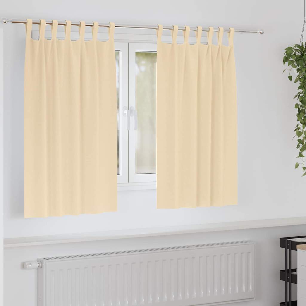 Mörkläggningsgardiner med Ringar 2 st Gräddvit 140 x 140 cm