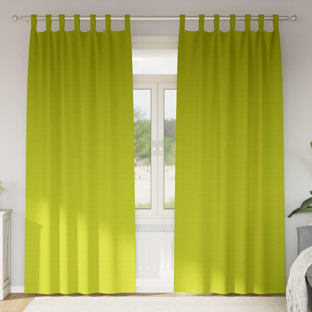 Mörkläggningsgardiner med Ringar 2 st Grön 225 x 140 cm