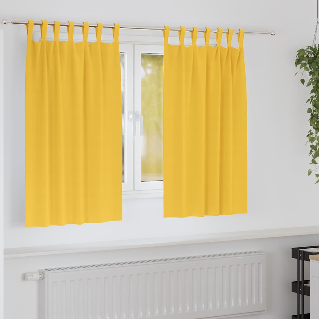 Mörkläggningsgardiner med Ringar 2 st Senapsgul 140 x 140 cm