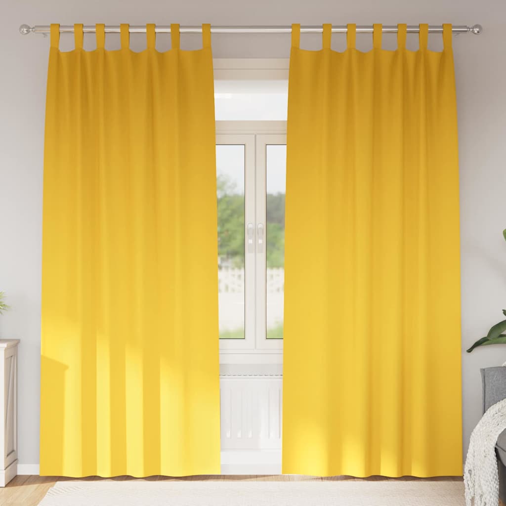 Mörkläggningsgardiner med Ringar 2 st Senapsgul 260 x 140 cm