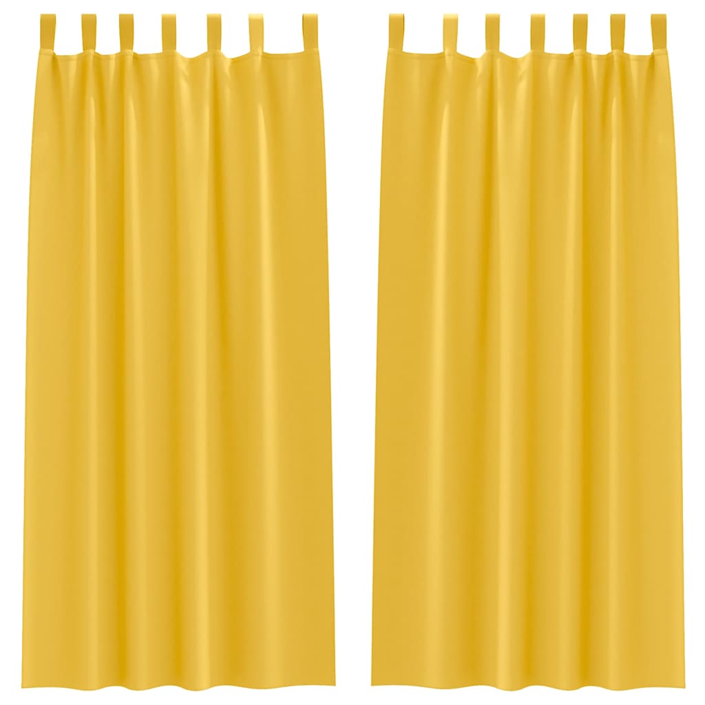 Mörkläggningsgardiner med Ringar 2 st Senapsgul 260 x 140 cm