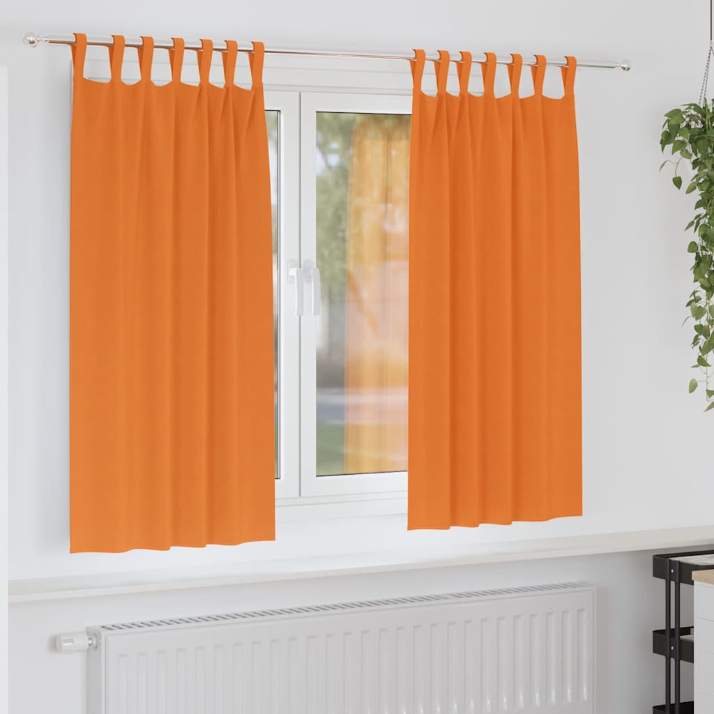 Mörkläggningsgardiner med Ringar 2 st Klart Orange 175 x 140 cm