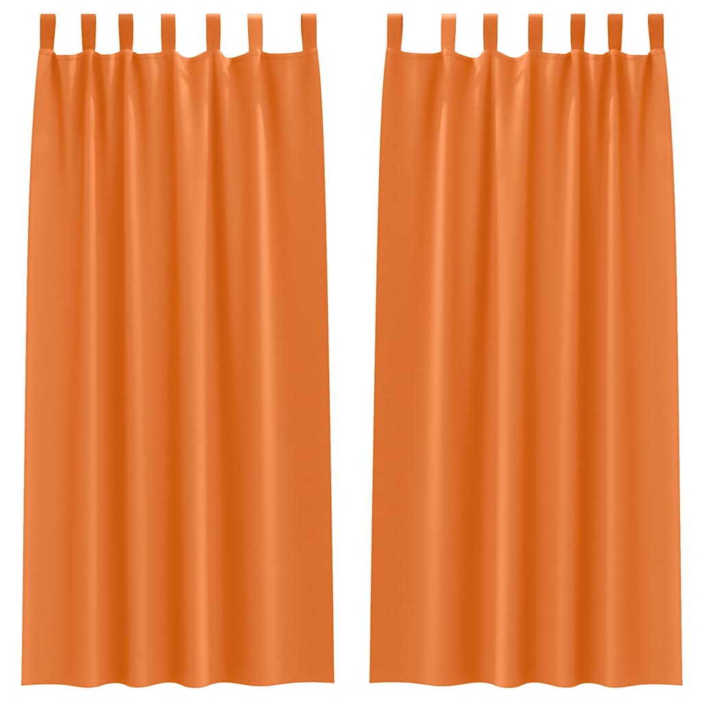 Mörkläggningsgardiner med Ringar 2 st Klart Orange 225 x 140 cm