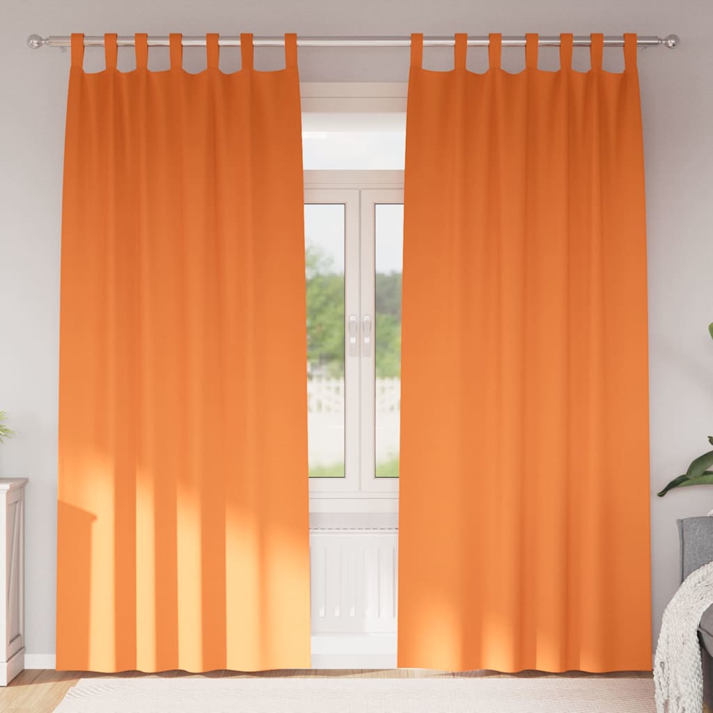 Mörkläggningsgardiner med Ringar 2 st Klart Orange 245 x 140 cm