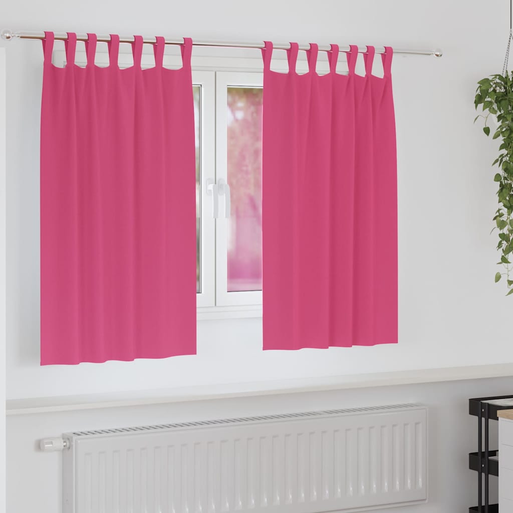 Mörkläggningsgardiner med Ringar 2 st Klart Pink 140 x 140 cm