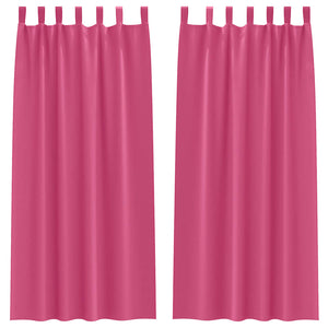 Mörkläggningsgardiner med Ringar 2 pcs Klart Pink 225 x 140 cm