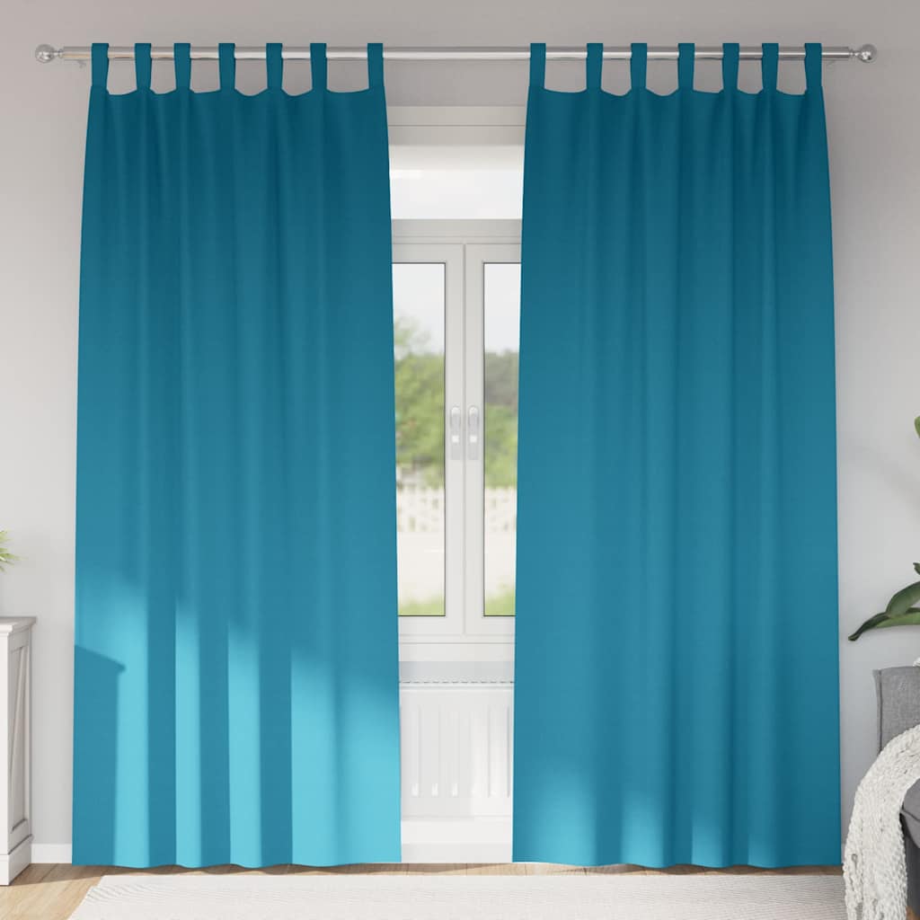 Mörkläggningsgardiner med Ringar 2 st Turkos 245 x 140 cm