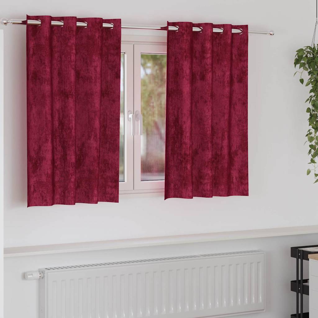 Sammetsgardiner 2 st Vinröd 140 x 140 cm Sammet
