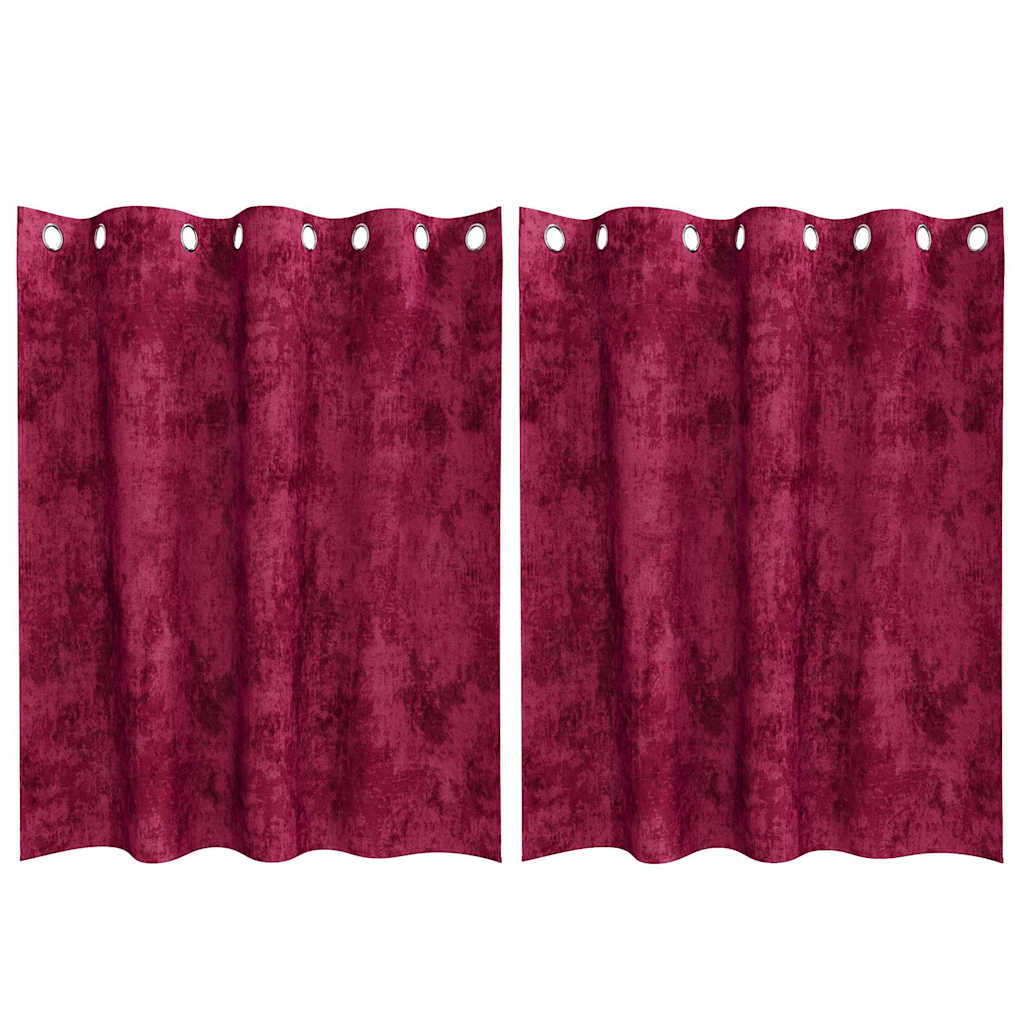 Sammetsgardiner 2 st Vinröd 140 x 140 cm Sammet