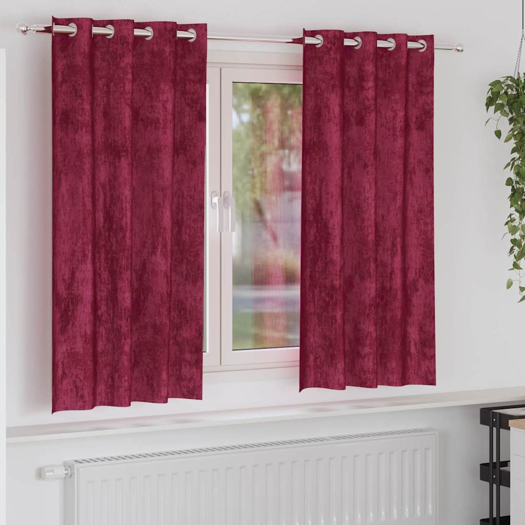 Sammetsgardiner 2 st Vinröd 175 x 140 cm Sammet