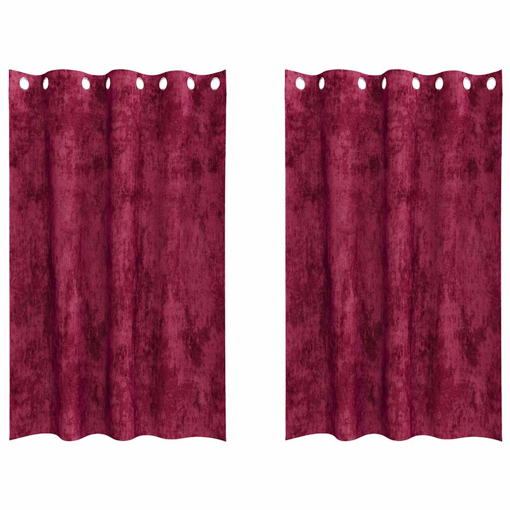 Sammetsgardiner 2 st Vinröd 175 x 140 cm Sammet