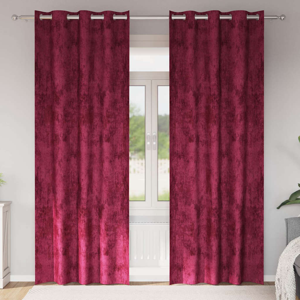 Sammetsgardiner 2 st Vinröd 260 x 140 cm Sammet