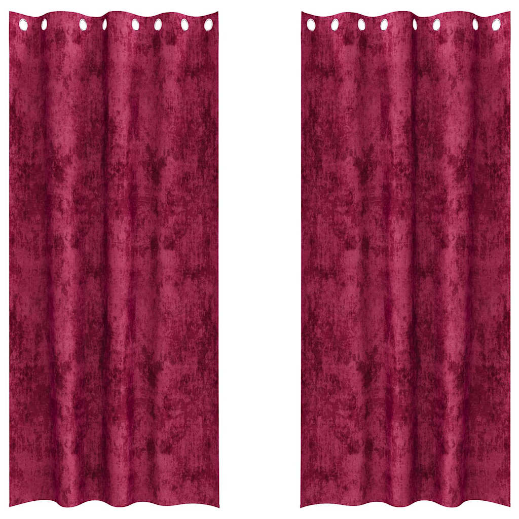 Sammetsgardiner 2 st Vinröd 260 x 140 cm Sammet
