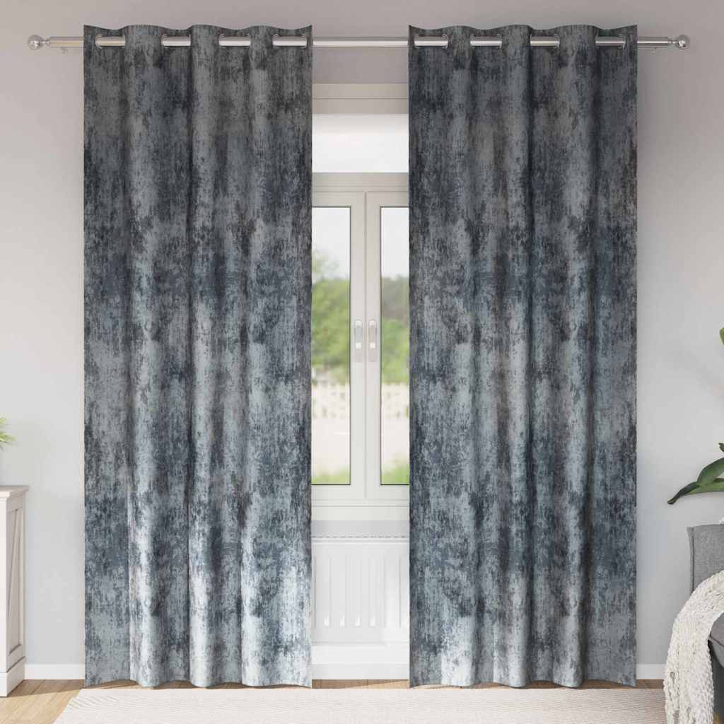 Sammetsgardiner 2 st Silvergrå 225 x 140 cm Sammet