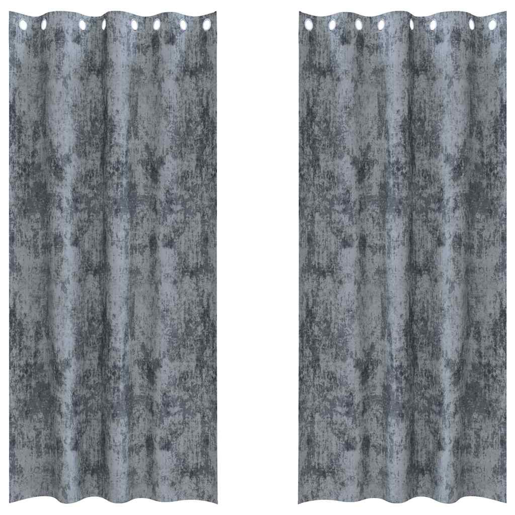 Sammetsgardiner 2 st Silvergrå 225 x 140 cm Sammet