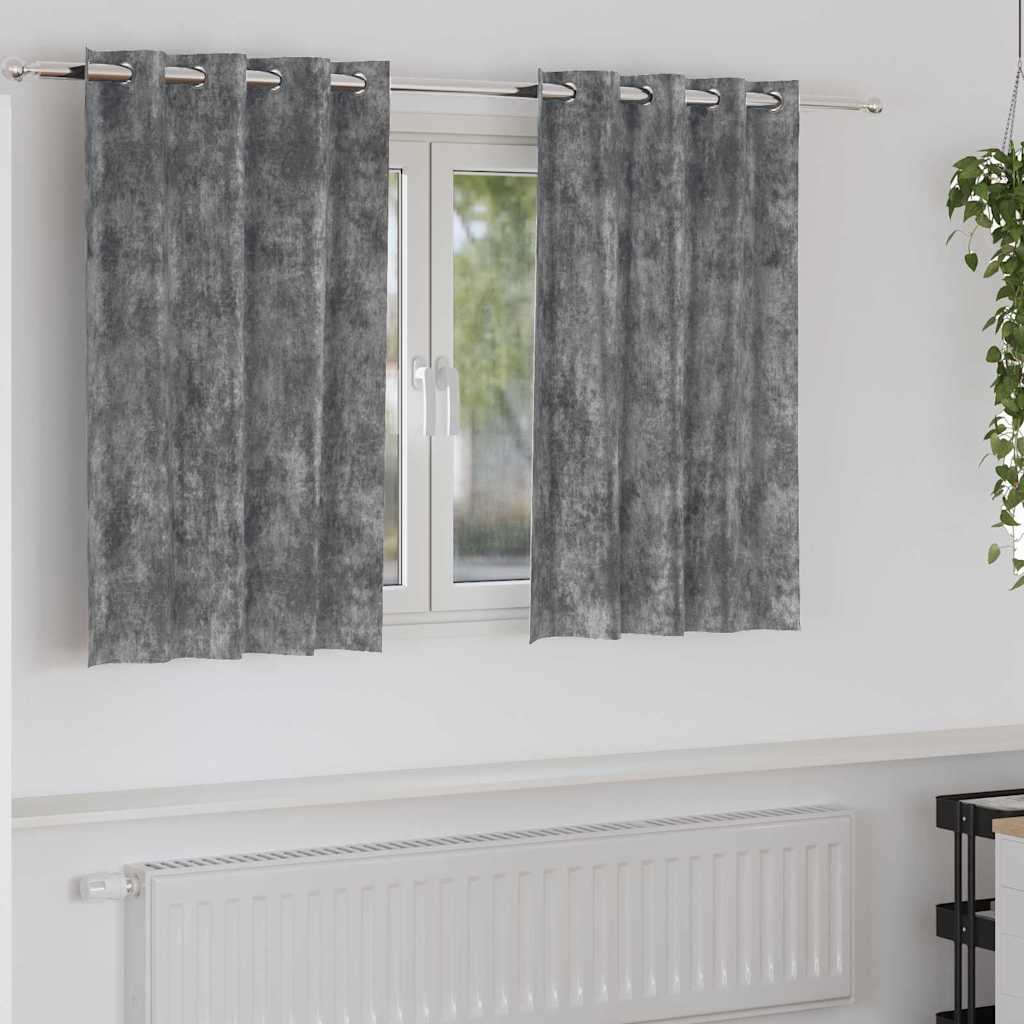 Sammetsgardiner 2 st Grå 140 x 140 cm Sammet